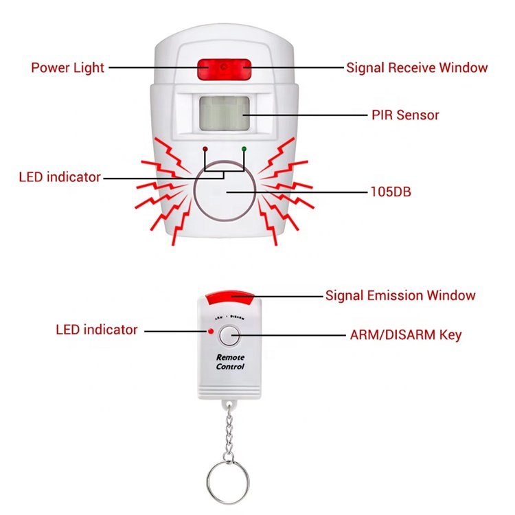 Wireless Home Security System with 105DB Siren PIR Alert Infrared Sensor Anti-Theft Motion Detector Alarm ABS Remote Controller