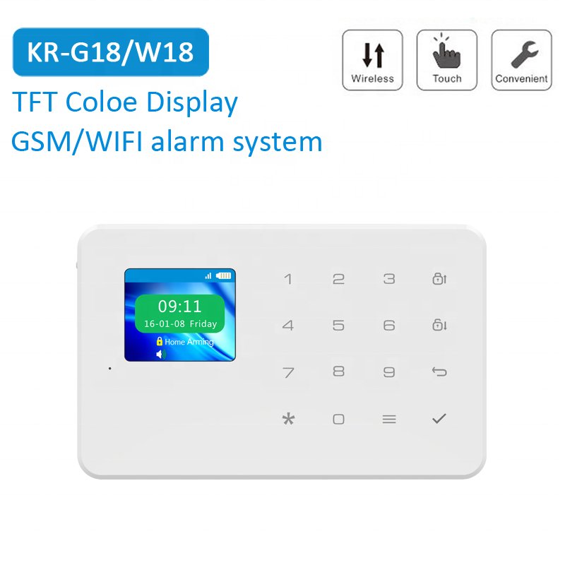 Kerui High Quality Touch Keypad Alarm Panel Tuya APP Arm Disarm Window or Door WiFi GSM Alarm System For Home Security