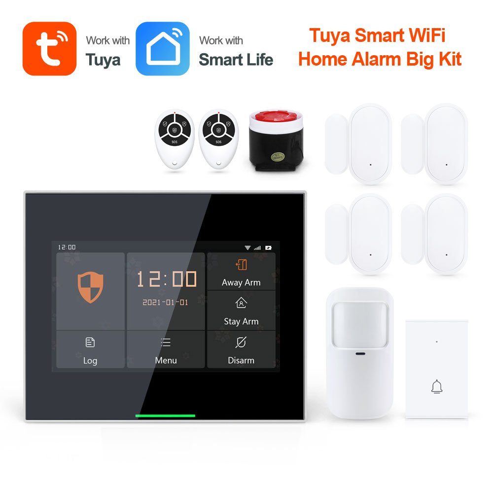 Hot Seller 4.3 Inch Touch Screen Home Alarm Security Multi-Language Tuya Smart WiFi GSM Battery Powered Smart Alarm System