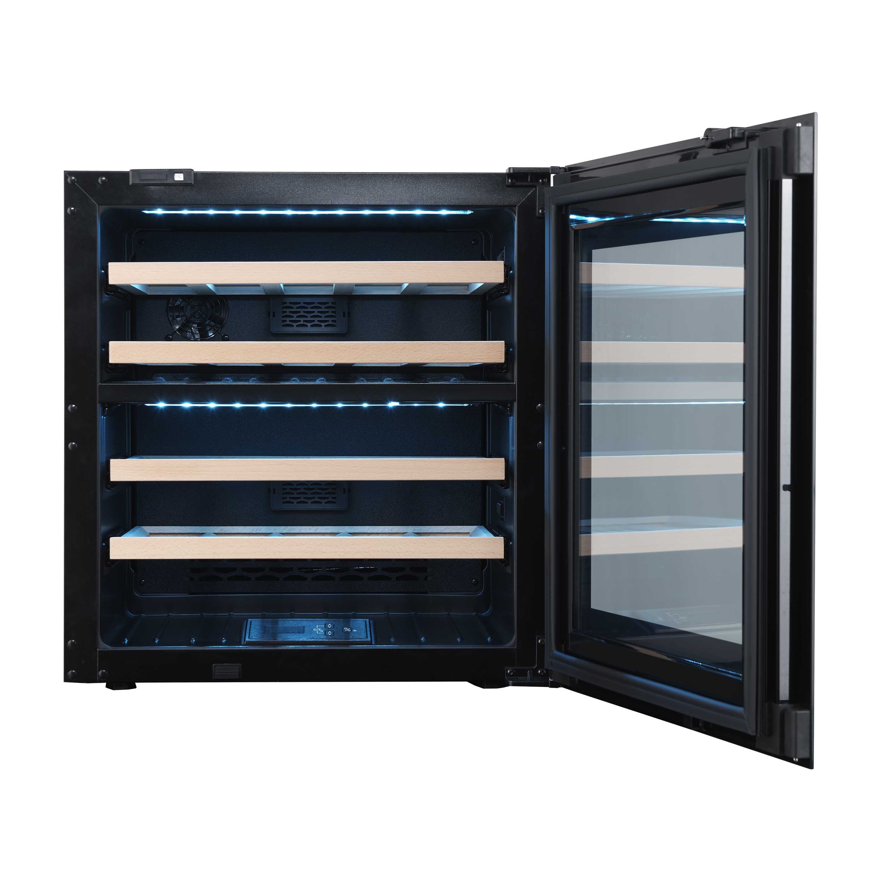 Wholesale Hot Style with Alarm System Temperature Memory Function Small Wine Display Fridge Tempered Glass Door 220 LED Black