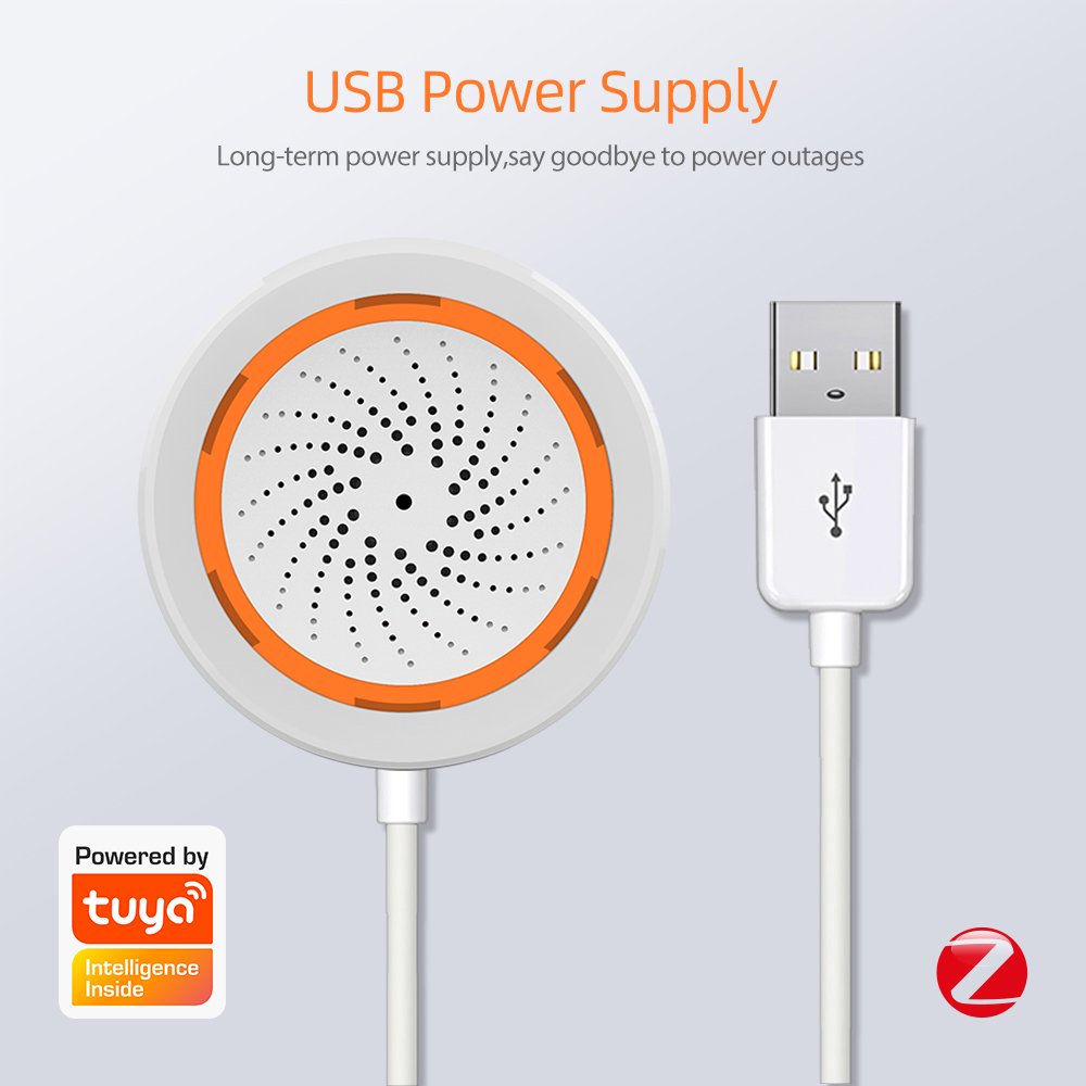 app remote control home alarm system work with Alexa Google zigbee wireless smart siren alarm clock