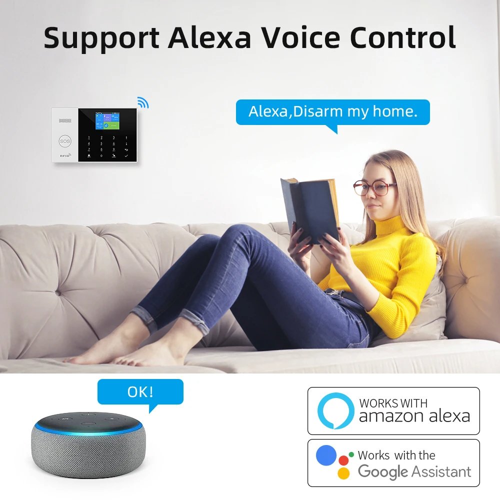House Smart Life App Control work Tuya Smart Gsm Wifi Alarm System Home Wireless Security Alarm