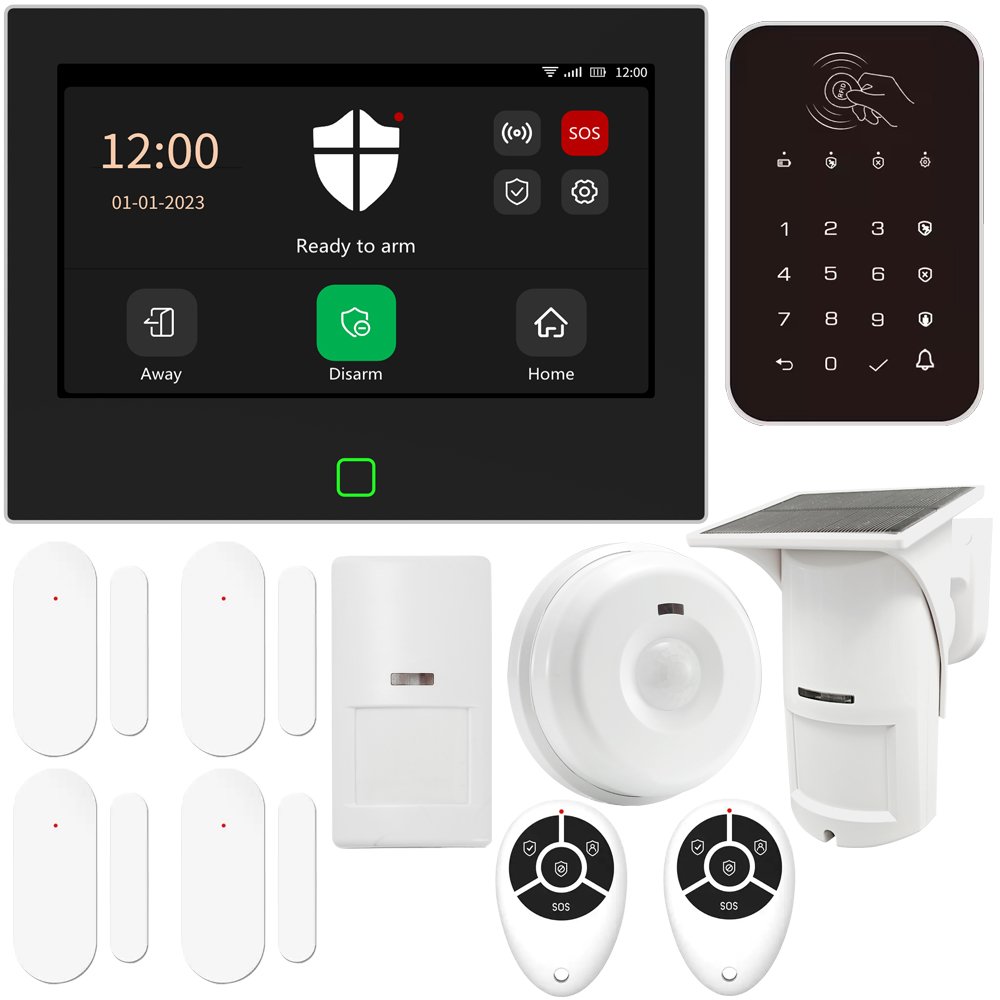 99 Wireless Zone 8 Wired Zones Tuya Smart Life Home Security Wireless WIFI 4G / GSM Alarm System Support Alexa & Google Home