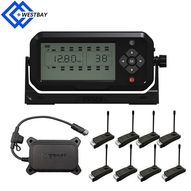 Westbay 6 8 10 12 14 16 18 22 24 26 WheelTire TPMS Alarm System Digital Sensor for Trucks External Bundled Valve type