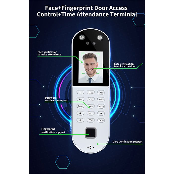 Wall mounted Non contact Automatic biometric face fingerprint recognition access control system terminal