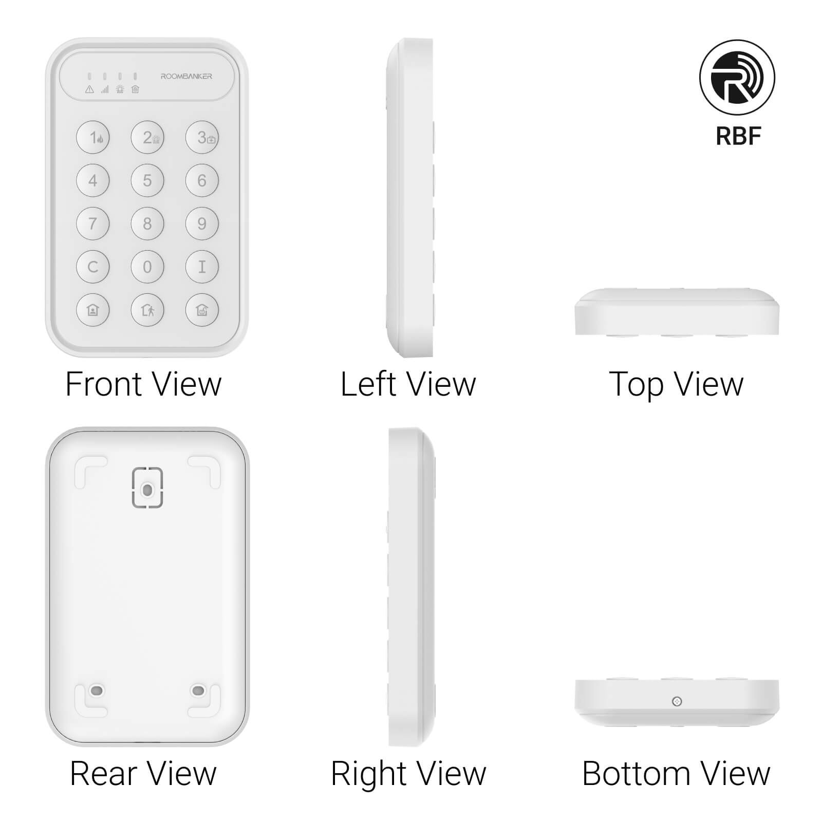 Roombanker Arm/Disarm 868 mhz Alarm Keypad 15 Buttons Simple to setup and use Up to 5 years lifespan