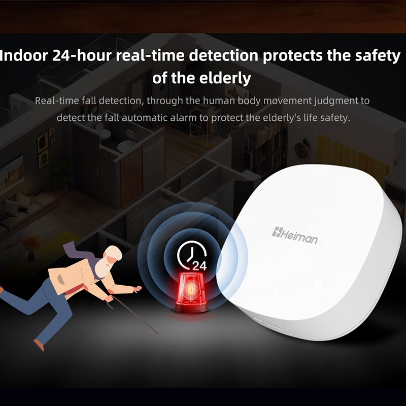 wifi smart home alarm system millimeter-wave imaging tuya wifi smart fall detector for elderly