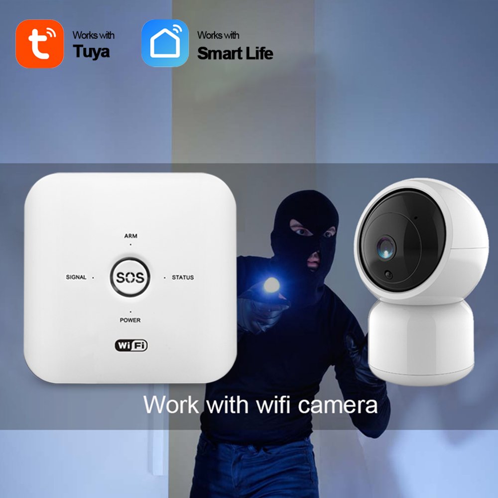 2024 Hot Selling Mini Smart Home Security Alarm System Tuya Wifi +GSM Alarm with SOS button Compatible with Google Home