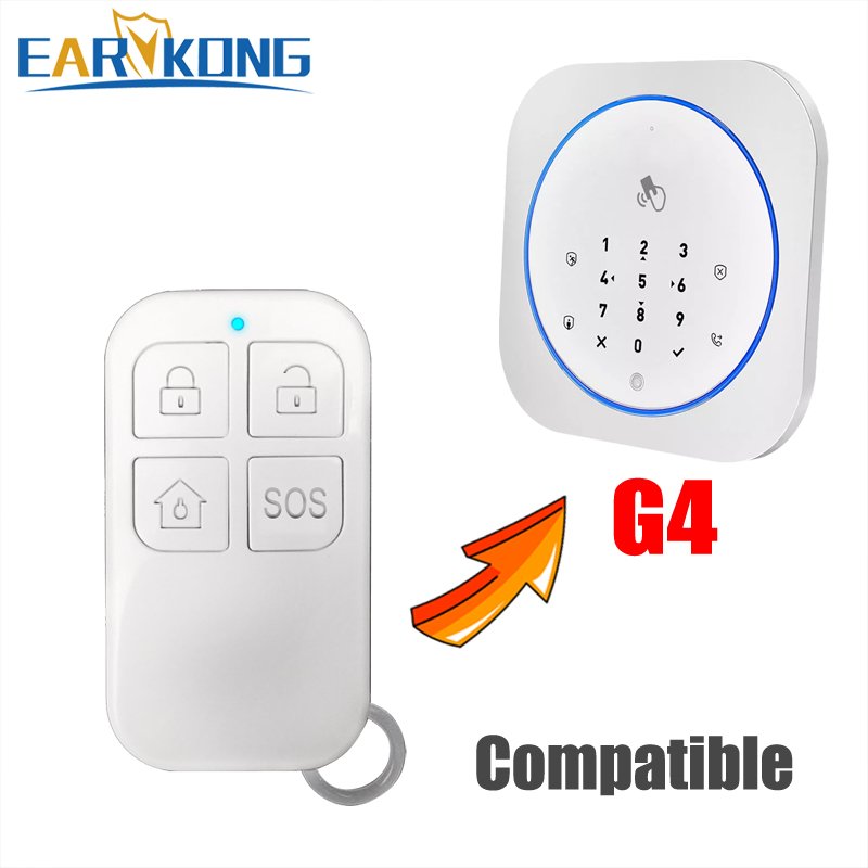 4 Key Chain Remote Fixed Code For PG103 / G30 / G50 / G60 / T90 Home Burglar Alarm System 433MHz Wireless Remote Control