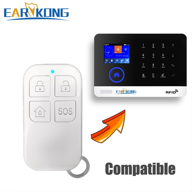 4 Key Chain Remote Fixed Code For PG103 / G30 / G50 / G60 / T90 Home Burglar Alarm System 433MHz Wireless Remote Control
