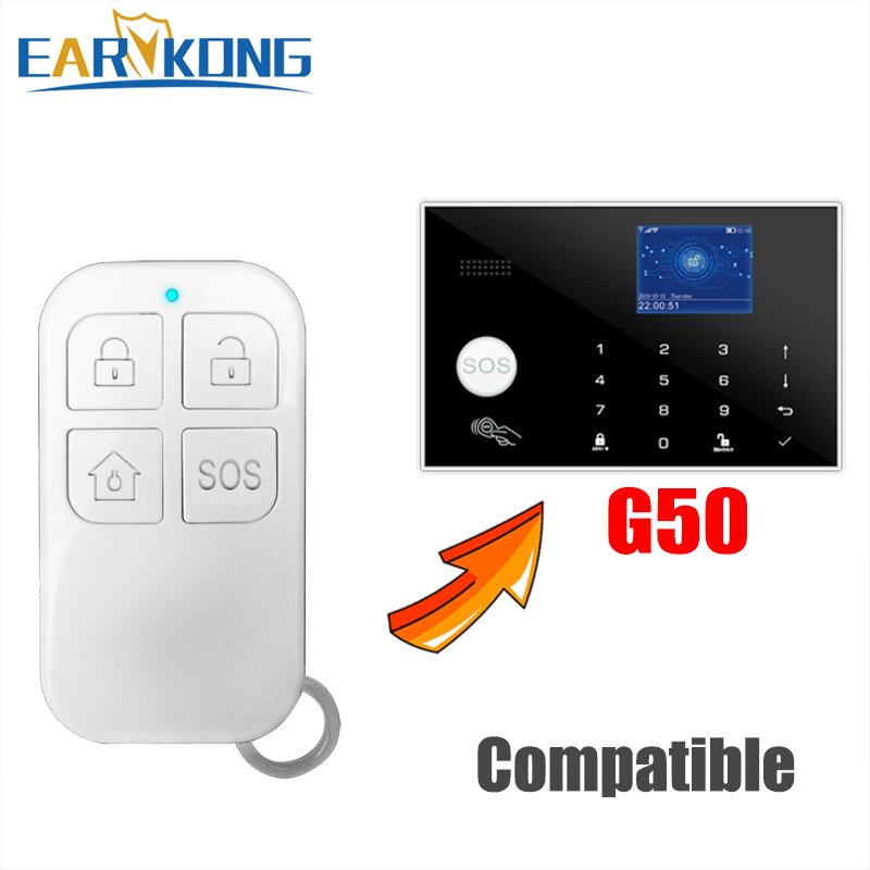 4 Key Chain Remote Fixed Code For PG103 / G30 / G50 / G60 / T90 Home Burglar Alarm System 433MHz Wireless Remote Control