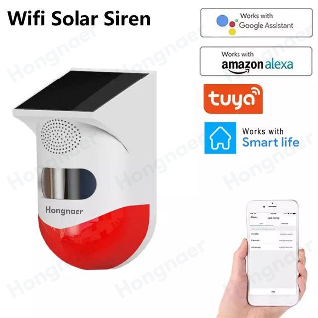 Tuya WiFi PIR Infrared Detector Waterproof Home Alarm Security WiFi PIR Siren Motion Sensor Outdoor Solar Infrared WiFi Detector