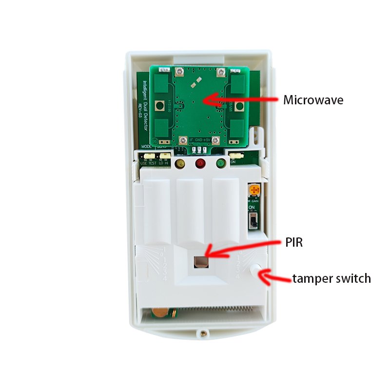 outdoor waterproof IP65 dual-tech motion sensor microwave and pir sensor 433MHz EV1527 pet immune 20KG for burglar alarm system