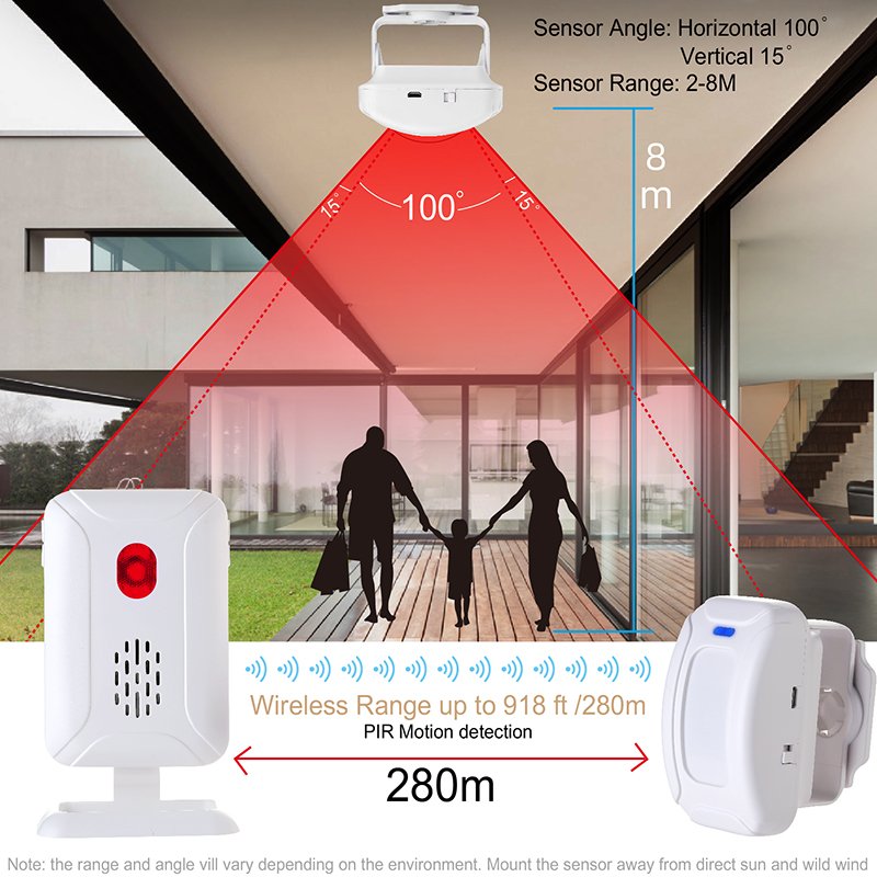 High Sensitivity Welcome Doorbell For Home Security Alarm System With Motion Sensors Ding Dong Doorbell