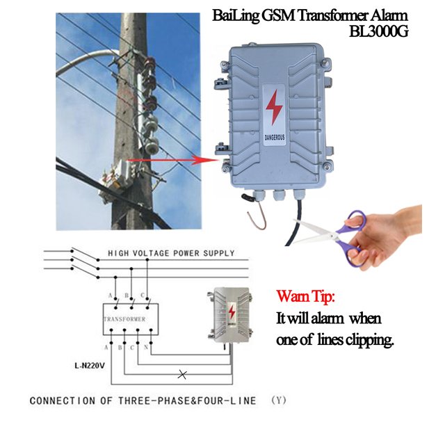 3g 4g 3 phase 4 line electric power transformer outdoor anti line cut alarm system BL-3000