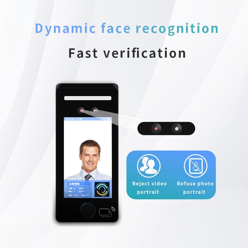5 Inch Touch Screen Time Attendance Face Recognition Camer Access Control Free Software Biometric Access Control Product