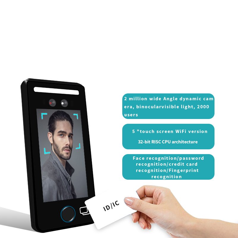 5 Inch Touch Screen Time Attendance Face Recognition Camer Access Control Free Software Biometric Access Control Product