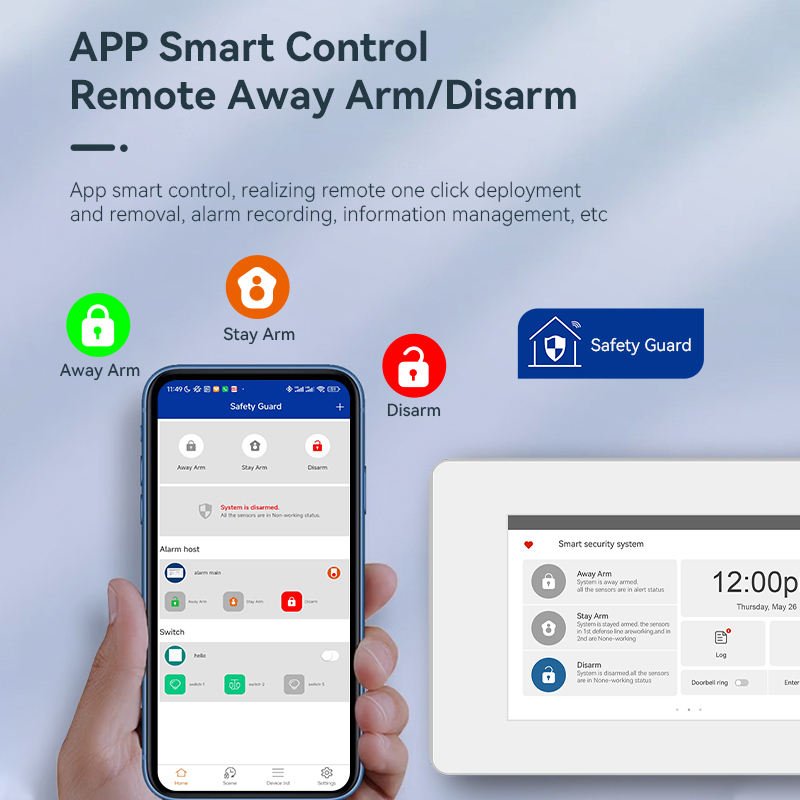 4.3" Touch Screen WiFi GSM 4G smart home security Alarm System 4 Wired Zone 99 Wireless Zones With Alarm Monitoring System