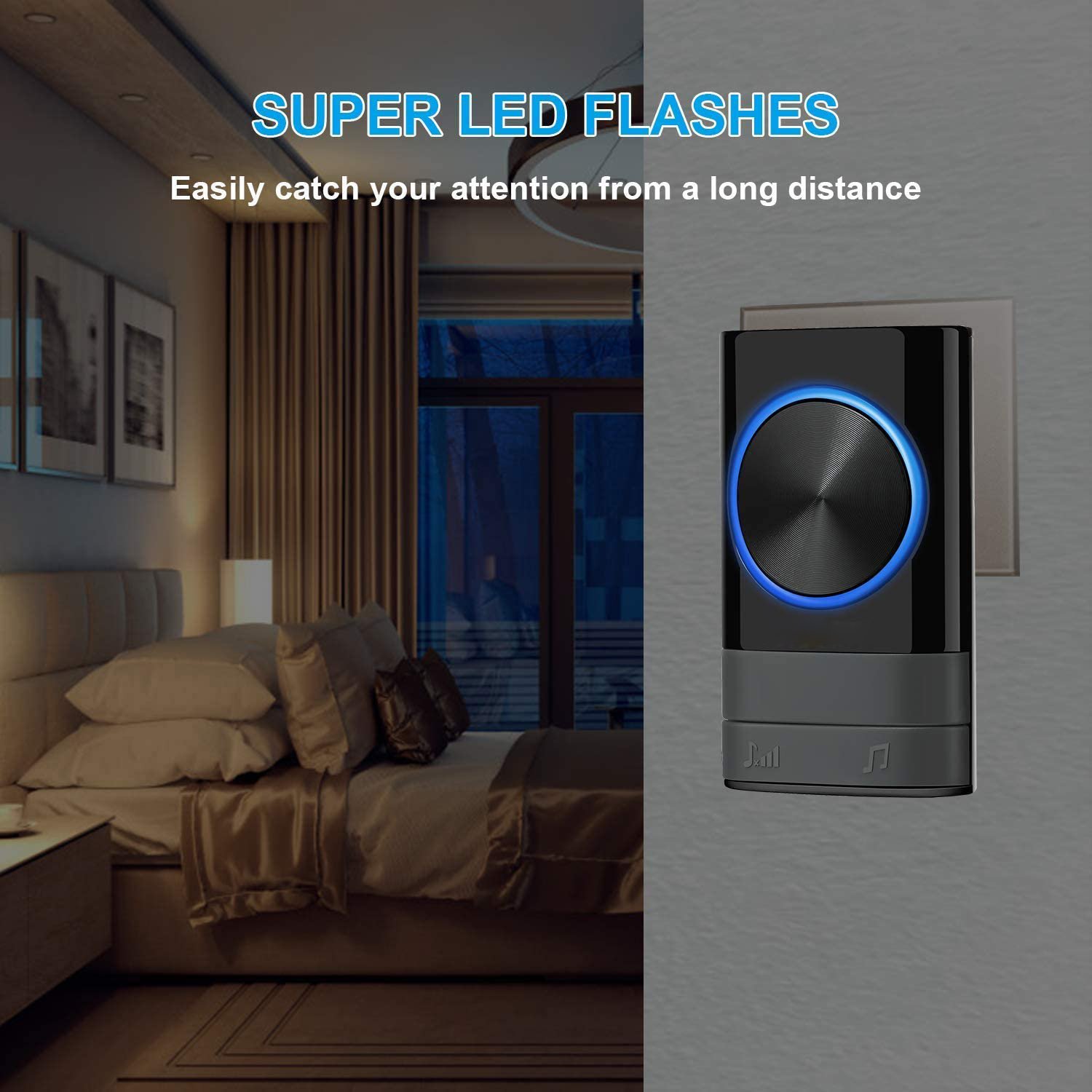 Welcome Visitor Home Security Alarm System LED light 45 Ring Songs WirelessI 433MHz Smart Doorbell