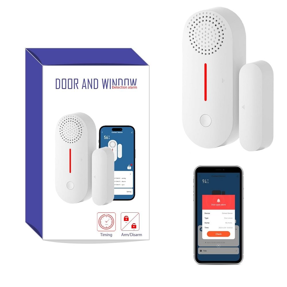120dB Wifi Tuya Door Window Sensor Alarm for Kids Safety Window Door Alarms When Opened Compatible with Alexa Google Assistant