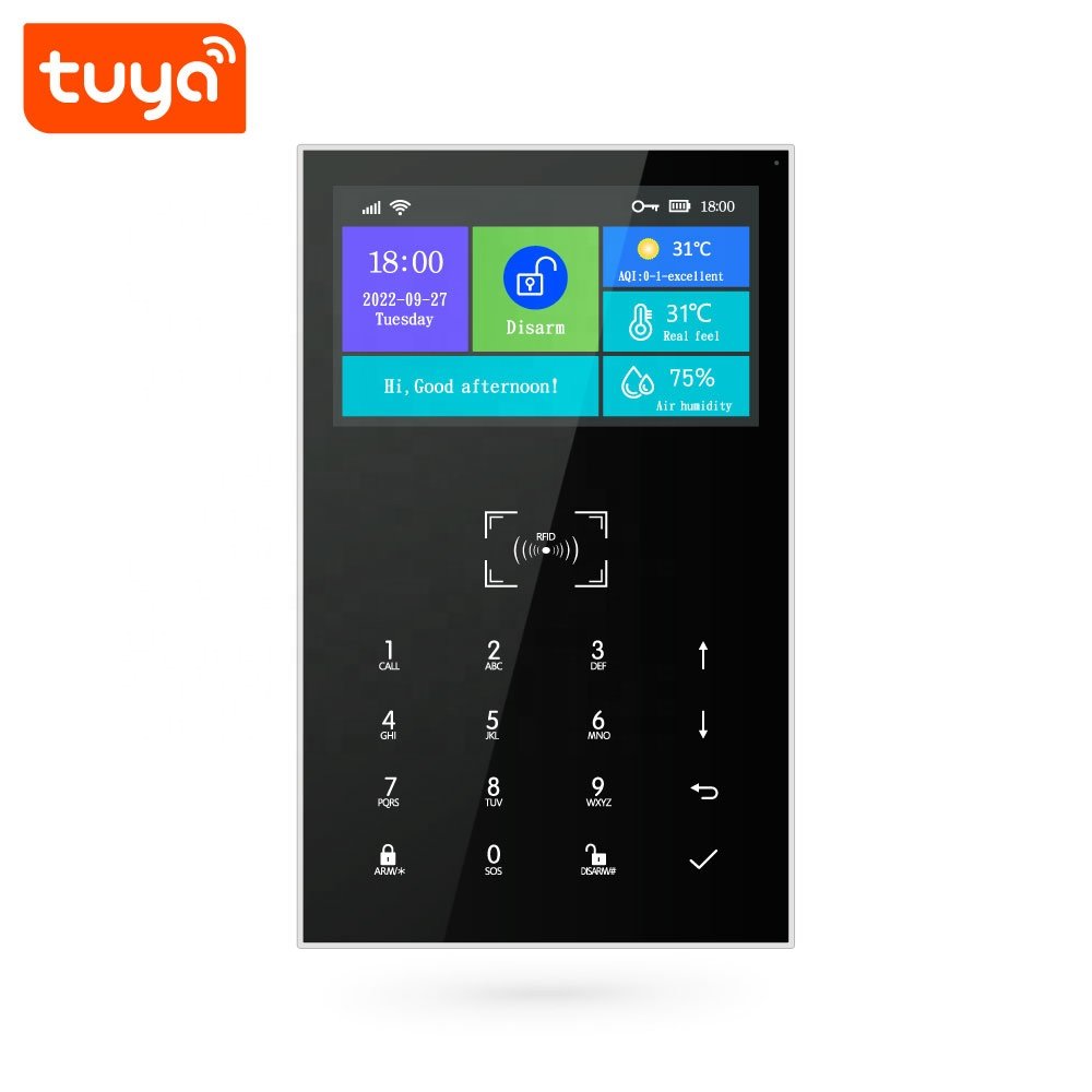 Tuya Smart 4.3 inch IPS Color Display Screen WiFi GSM Home Alarm Security System Multi-Language with Battery PST-PG109-TY