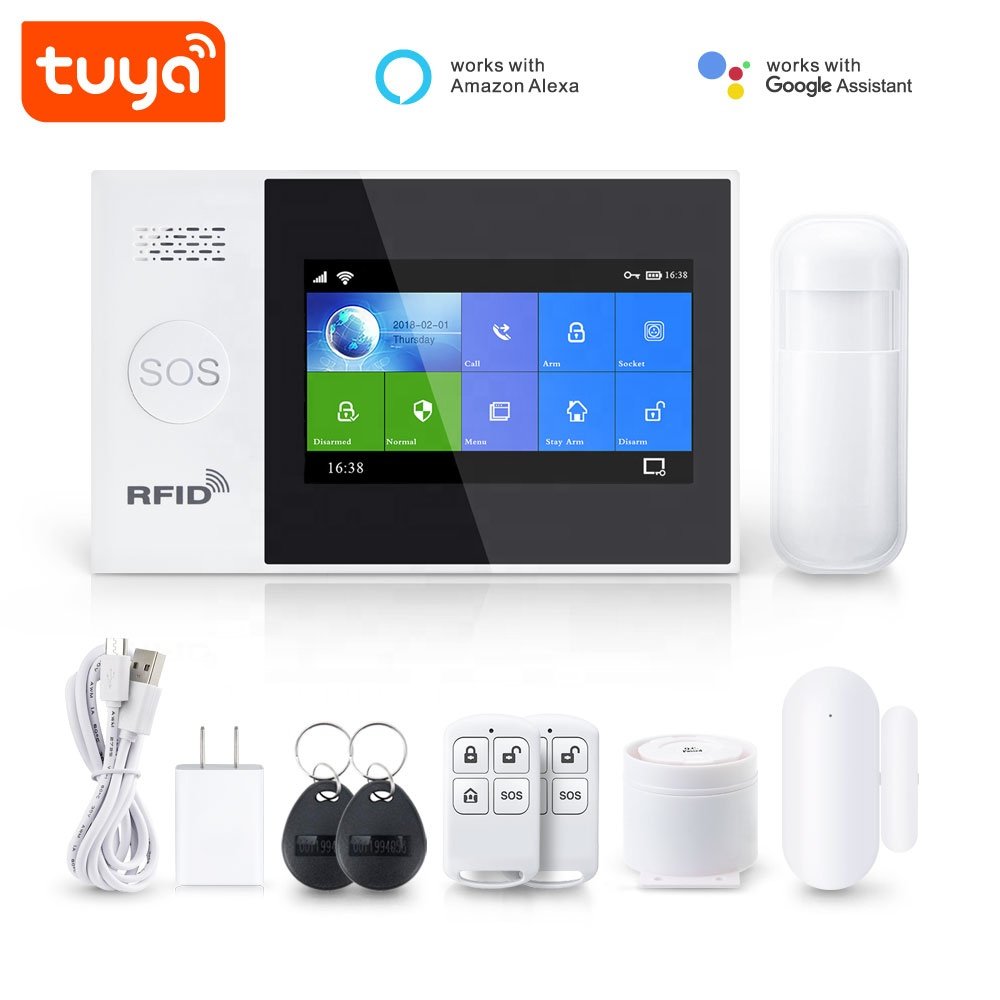 China Manufacturer Tuya Smart Wifi GSM Home Alarm Security System 433mhz Wireless Frequency With Touch Screen LCD PST-WG107T