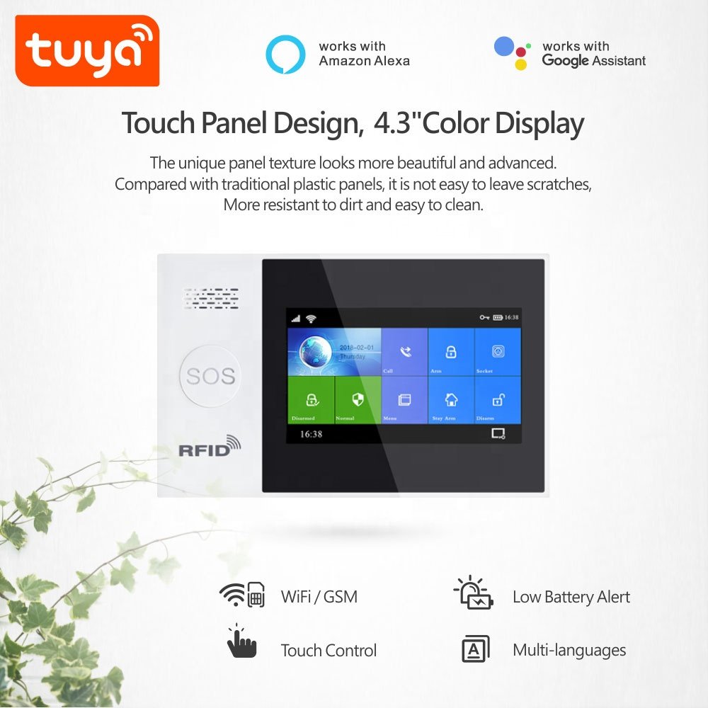 China Manufacturer Tuya Smart Wifi GSM Home Alarm Security System 433mhz Wireless Frequency With Touch Screen LCD PST-WG107T