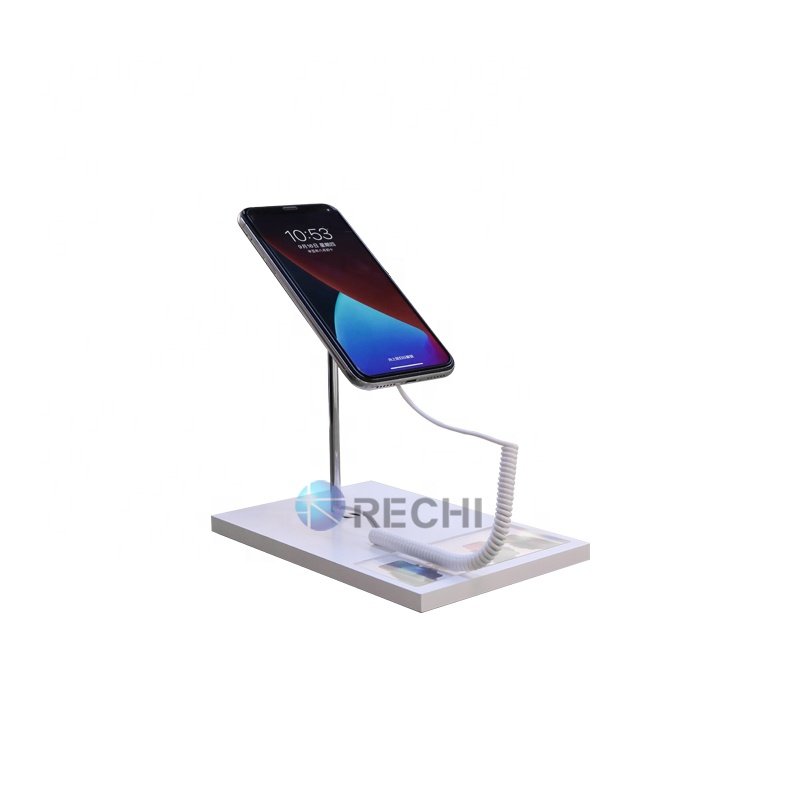 RECHI New Design Mobile Phone Security Alarm System Standalone With Wireless Charger Anti-theft Display Secure Alarm Holder