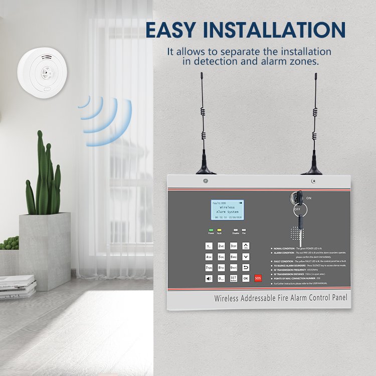 Wireless Addressable Fire Alarm System Wireless Addressable Fire Alarm Control Panel with Factory Price