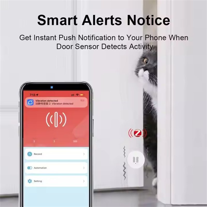 2024 Zigbee tuya Smart Vibration Sensor Detection T Notification Real-Time Motion Shock Alarm