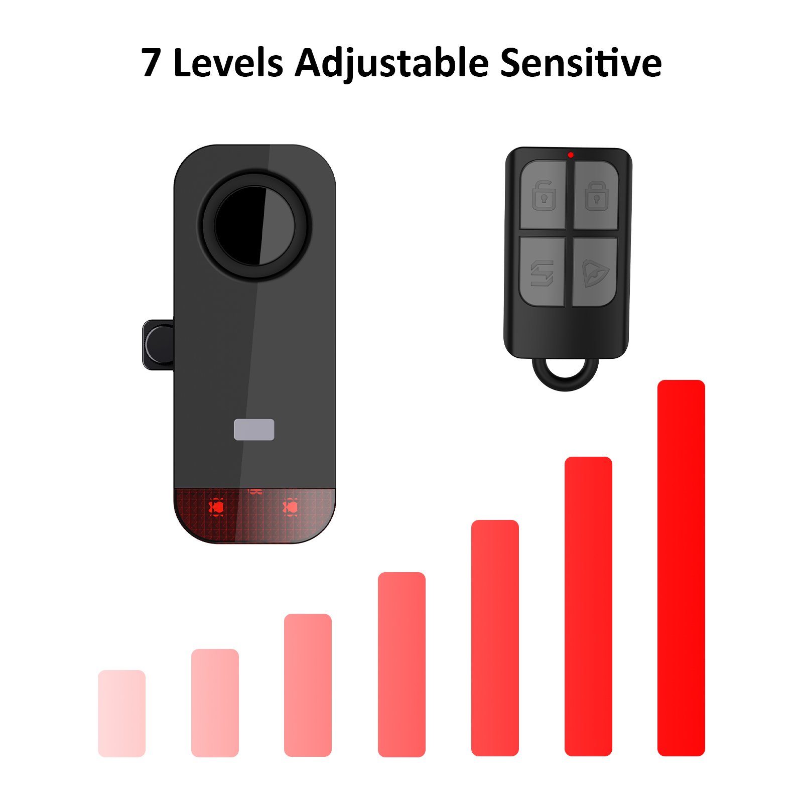 2023 TOP Wireless Anti theft Bike Alarm 120dB Vibration Motorcycle Bicycle Alarm Loud siren LED red light Remote control 300m