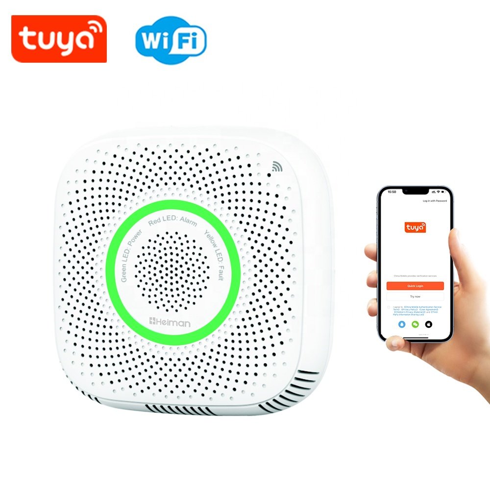 Heiman factory high stability wifi gas sensor battery operated wireless smart gas leak detector alarm