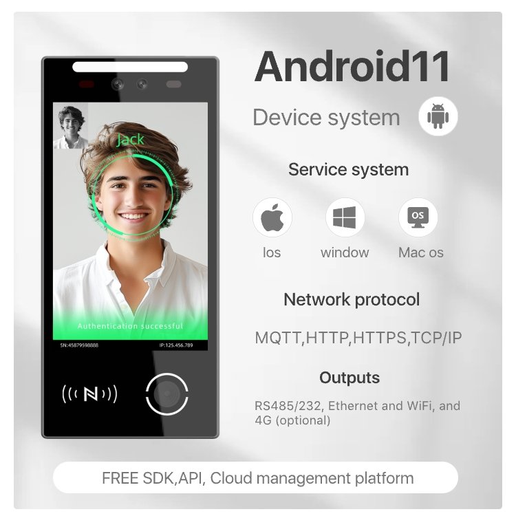 Android11 VF106 Face Recognition Access Control System Scanner IP66 Waterproof And Weatherproof Motion Detection Device