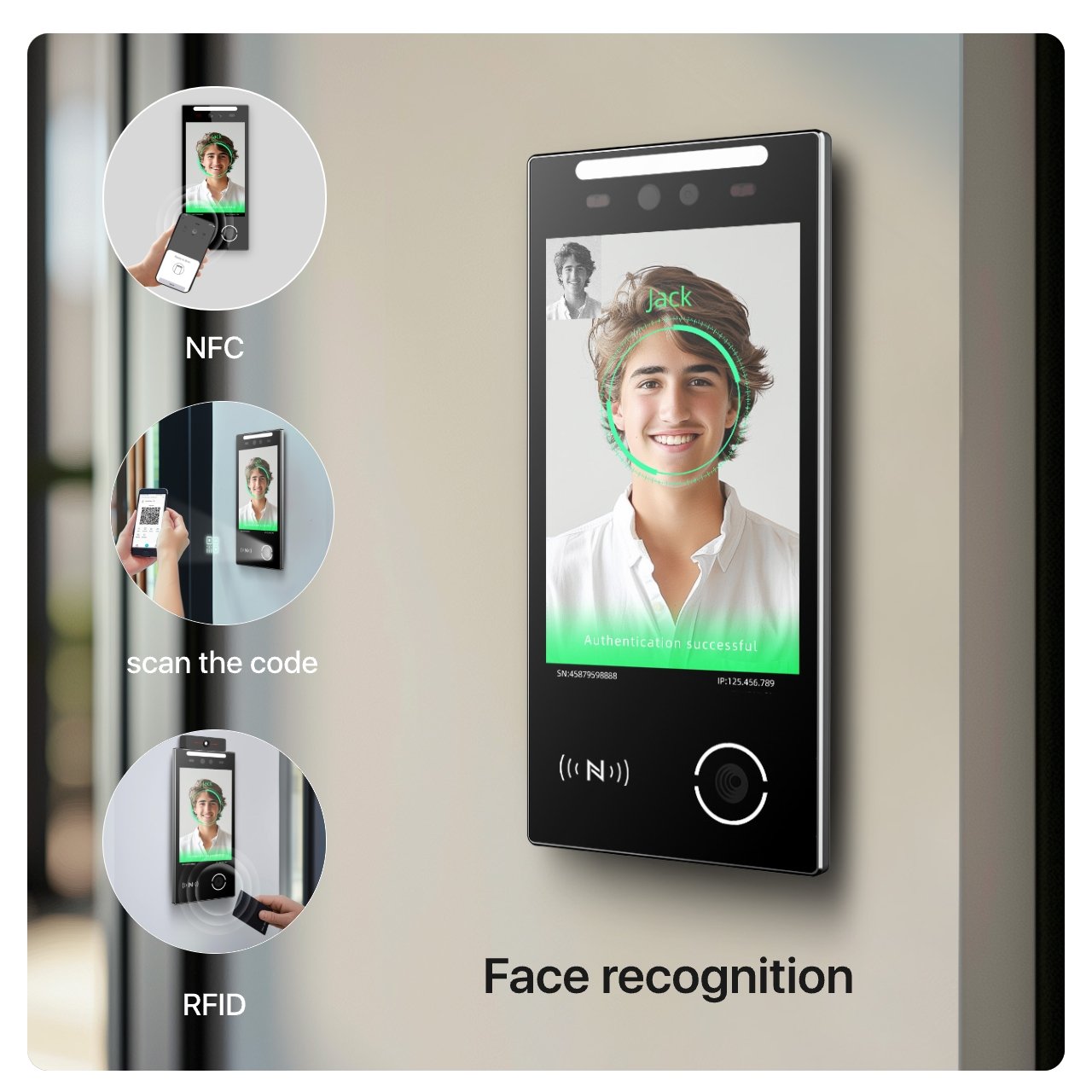 Android11 VF106 Face Recognition Access Control System Scanner IP66 Waterproof And Weatherproof Motion Detection Device