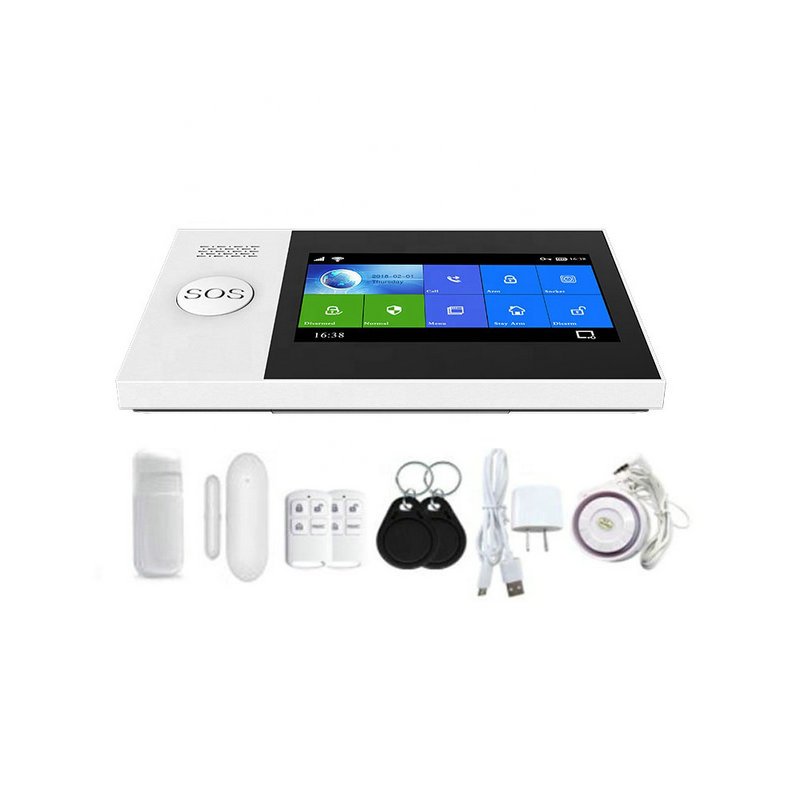 hot sale wifi security burglar alarm kit CE FCC certified gsm touchscreen Alexa app control pgst tuya smart home alarm system
