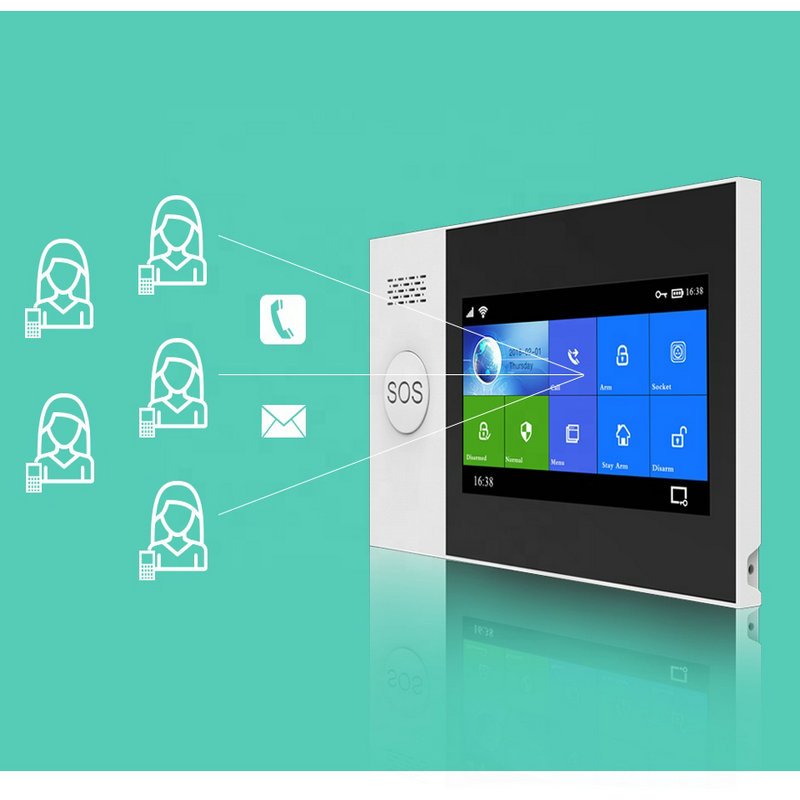 hot sale wifi security burglar alarm kit CE FCC certified gsm touchscreen Alexa app control pgst tuya smart home alarm system