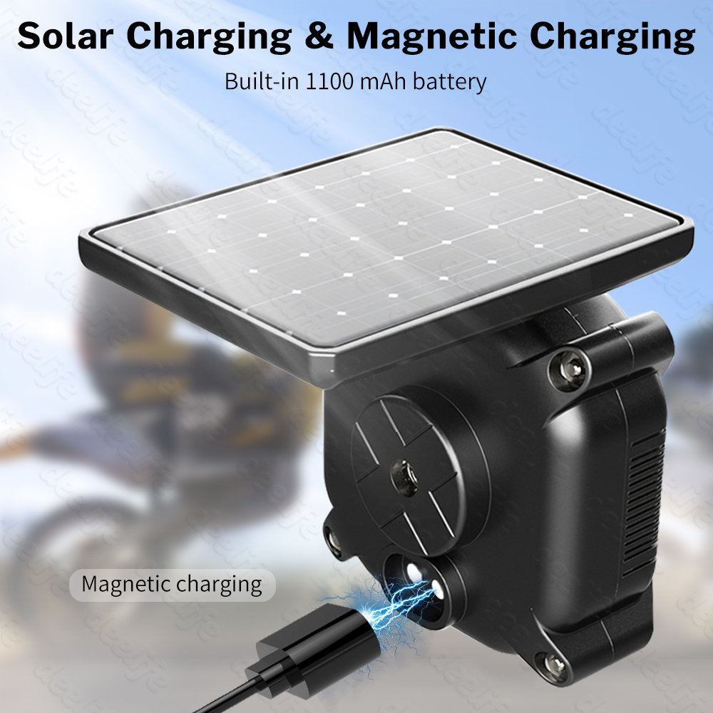 Solar Charging Wireless Motorcycle TPMS Motor Tire Pressure Tyre Temperature Monitoring Alarm System With 2 External Sensors