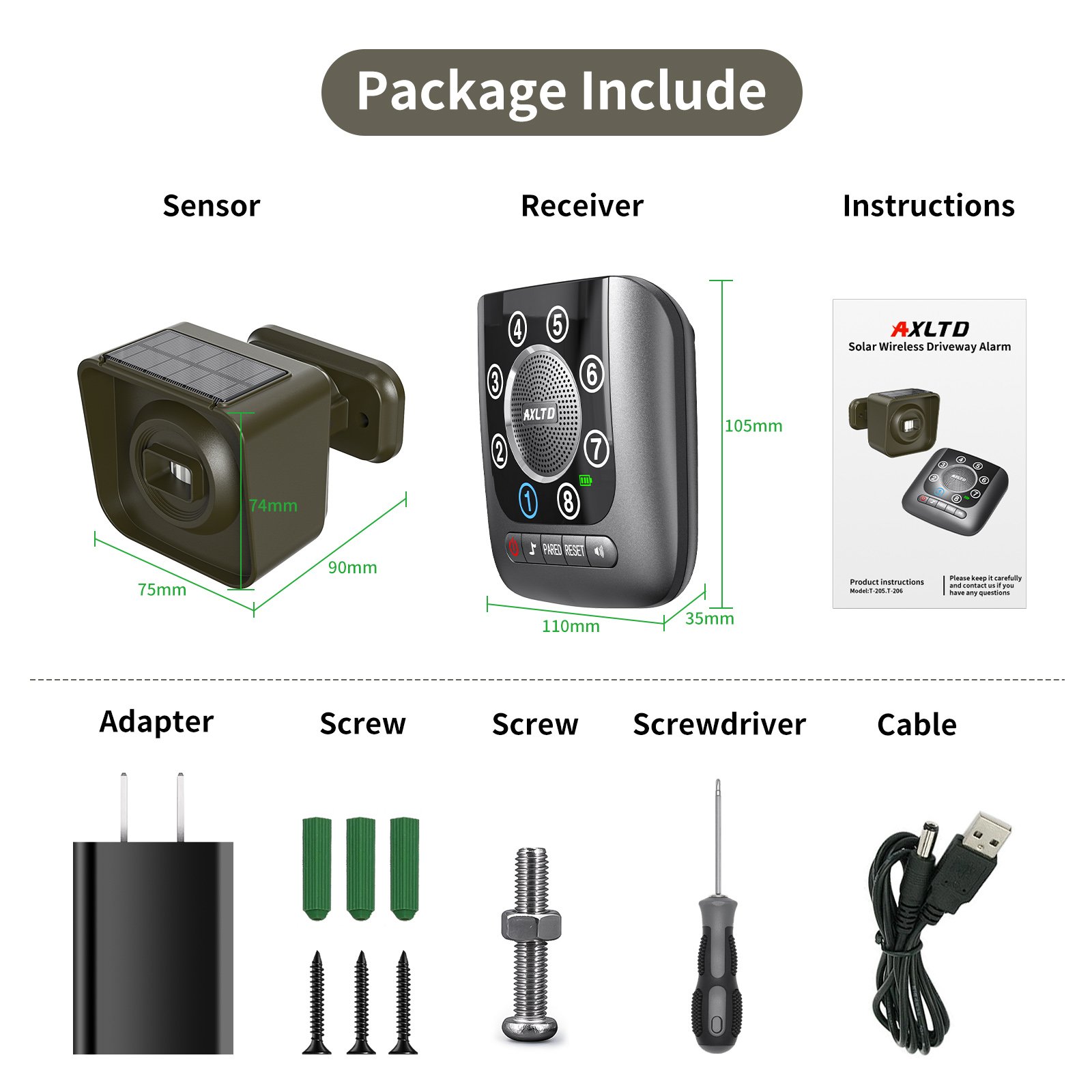 Wireless Solar Driveway Alarm Outdoor Motion Detector Driveway Alert System for Home Security