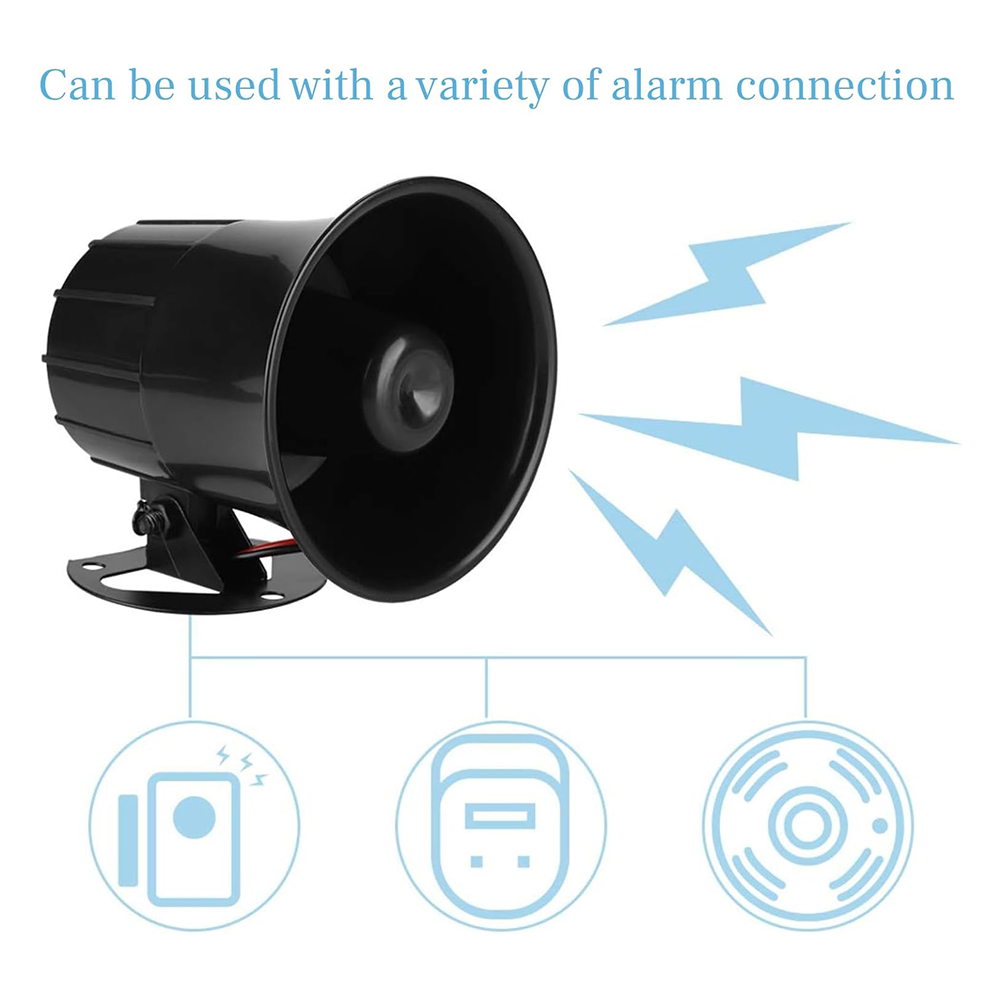 120Db 20Watt 1Tone Wired Alarm Horn Burglar Alarm Piezo Siren IP65 for Indoor/Outdoor Security System Alarm DC12V with Bracket