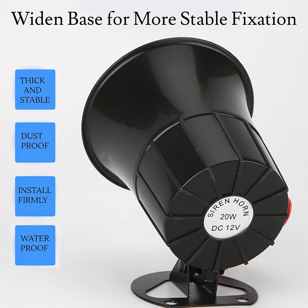 120Db 20Watt 1Tone Wired Alarm Horn Burglar Alarm Piezo Siren IP65 for Indoor/Outdoor Security System Alarm DC12V with Bracket