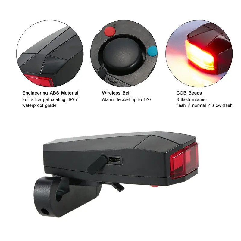 Anti-Theft Bike Alarm 113dB Burglar Vibration Motorcycle Bicycle Alarm Security System Waterproof Cycle Bike Alarm with Remote