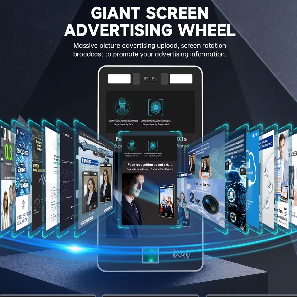 EBKN 8 inch touch advertising machine + Tuya access control + Attendance Access control +wireless video intercom