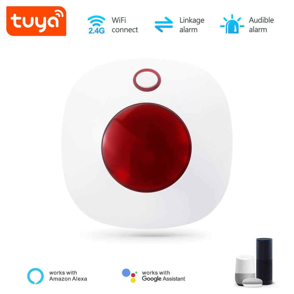 Hot Seller Smart Life APP Controlled Home Security System WiFi Alarm Siren 110dB EU/US Plug Option Plastic Battery PST-SN11