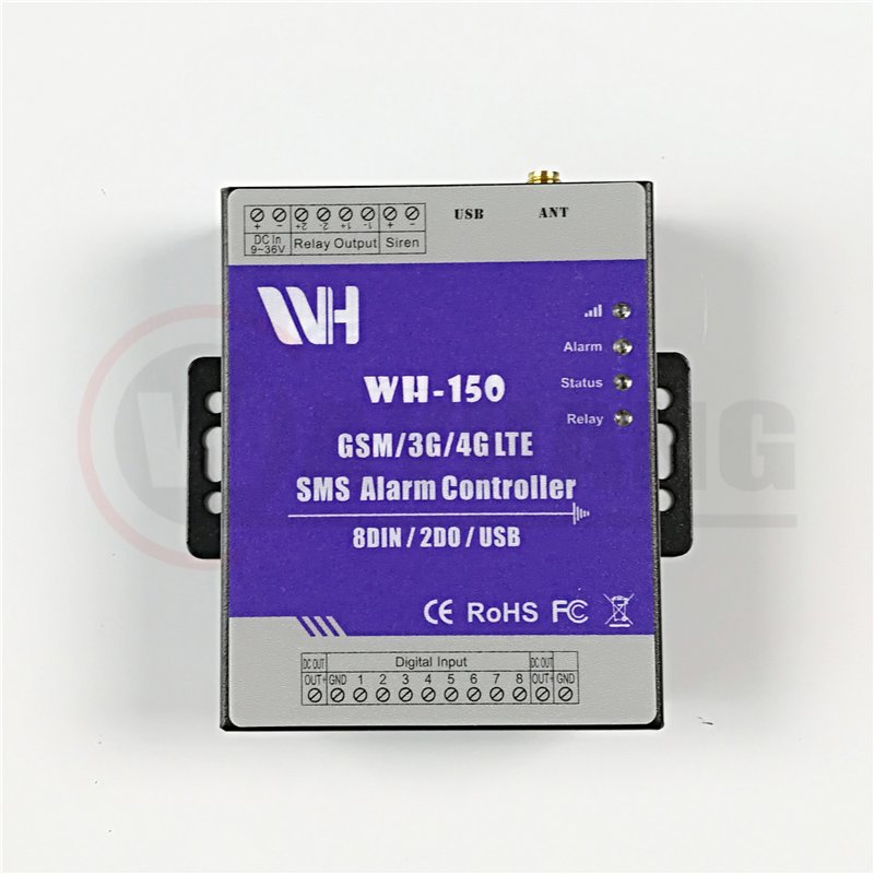 WH-150 Wireless GSM GPRS 3G 4G Alarm Alert Control I O Module Gateway Monitor System with 8DI/2DO/USB Port