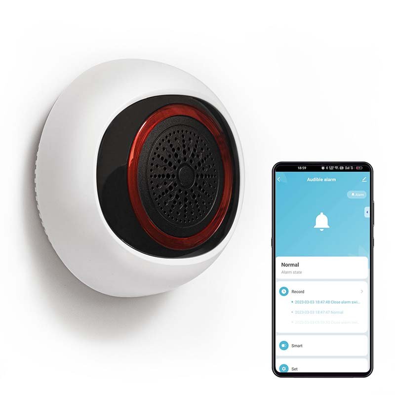 Tuya ZigBee Smart Life Wireless 100db Rechargeable Sound Light Flash Alarm for Mobile App Smart Home Security System