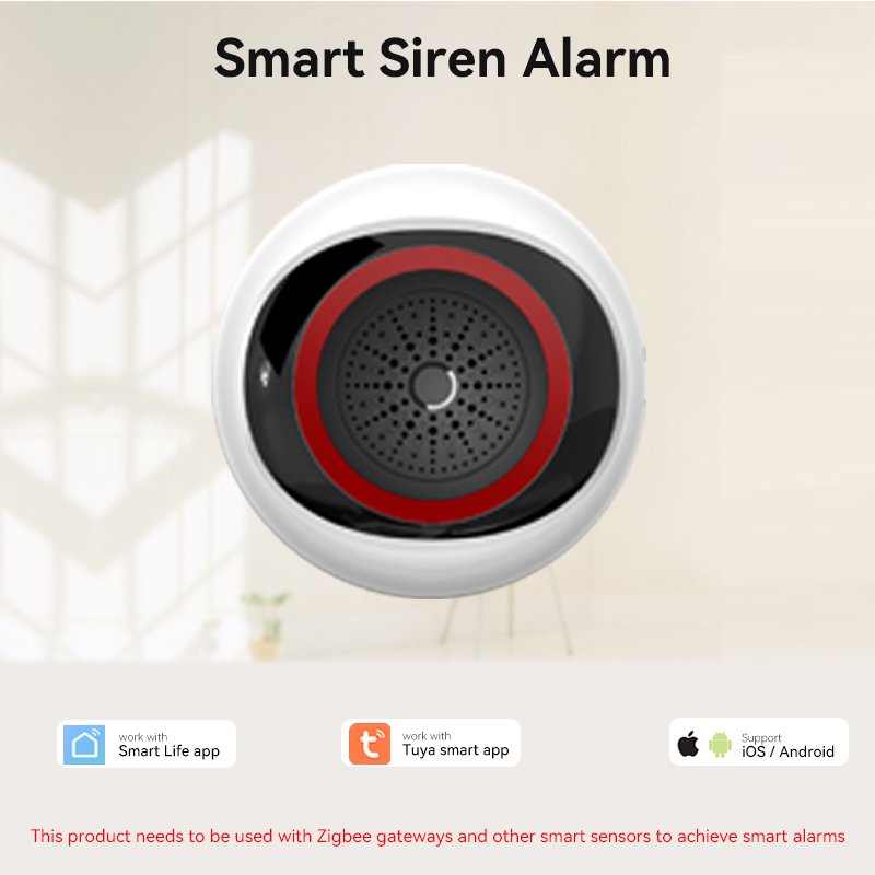 Tuya ZigBee Smart Life Wireless 100db Rechargeable Sound Light Flash Alarm for Mobile App Smart Home Security System