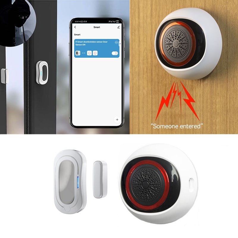 Tuya ZigBee Smart Life Wireless 100db Rechargeable Sound Light Flash Alarm for Mobile App Smart Home Security System