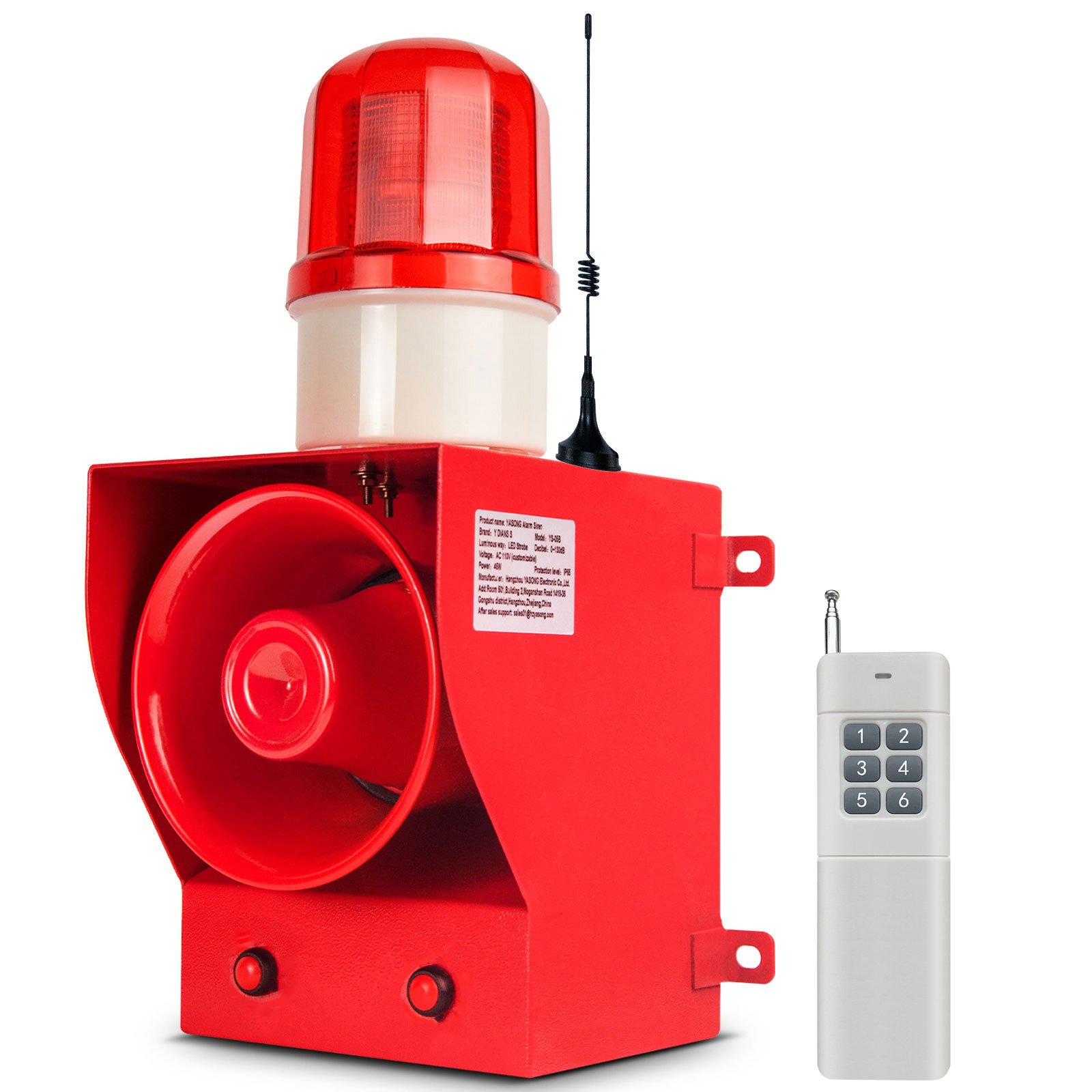 High Power 45W IP65 Waterproof Outdoor Security Alarm System 500m Wireless Range 6 Buttons LED Strobe Light Sound Crane Alarm