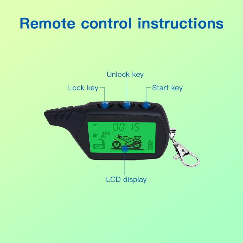 Waterproof host Leave automatic locking LCD remote controller Time display Electric Motorcycle PKE 2-way anti-theft alarm system