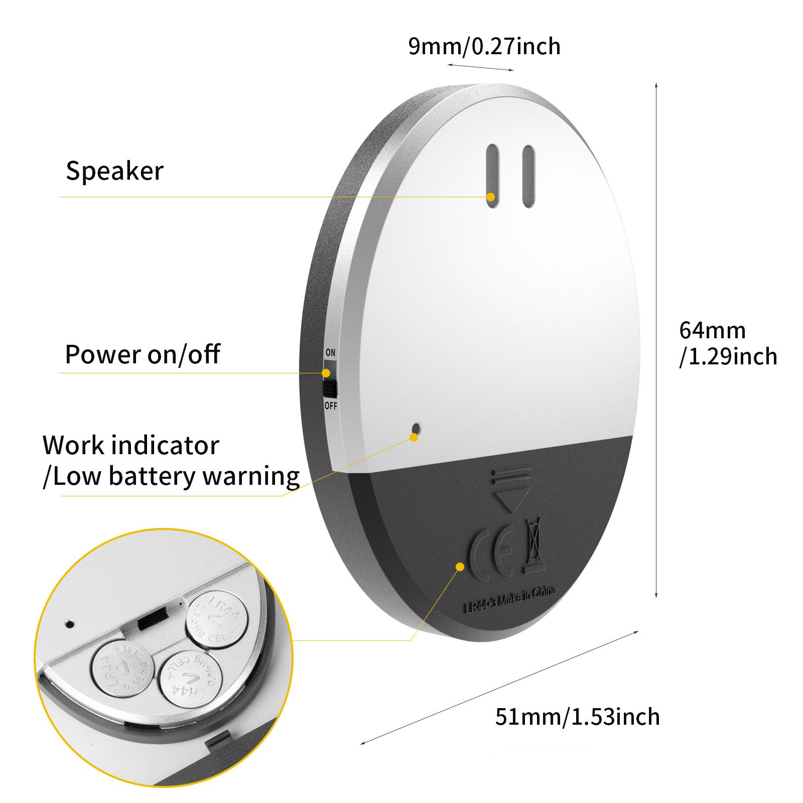 130dB House smart window and door alarm sensor home security hotel shop high decibel vibration induction for anti theft